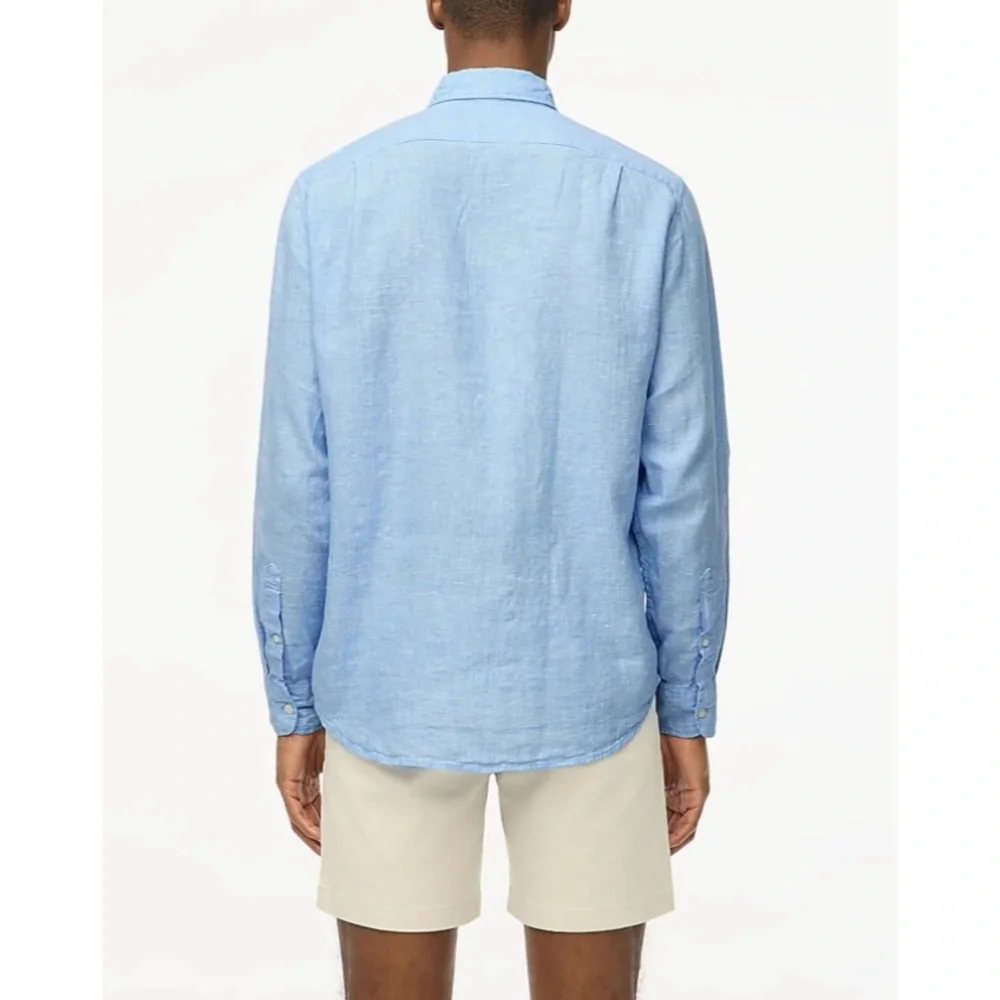 J. Crew Classic Linen-blend Shirt Light Sky White Blue